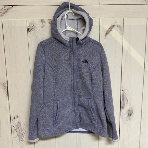The North Face Women’s Banderita Hooded Fleece Jacket – Heather Purple/Blue – L - Picture 1 of 10
